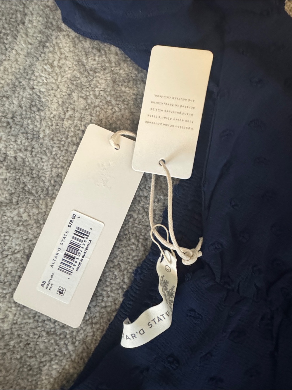 NWT Altar'd State Navy Textured Ruffle Romper - Picture 2 of 3